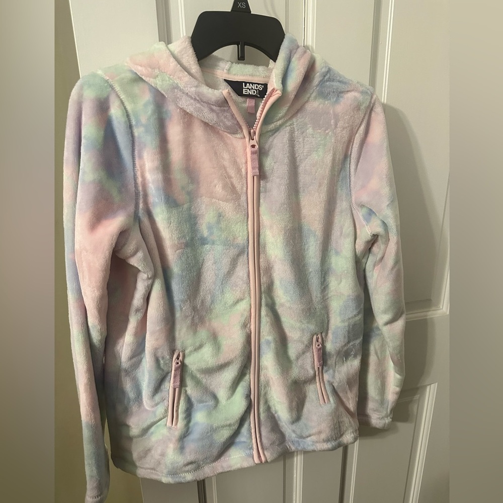 Lands End Girls Fleece Zip Hoodie. Size XL